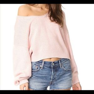 Free people light pink cropped knitted sweater